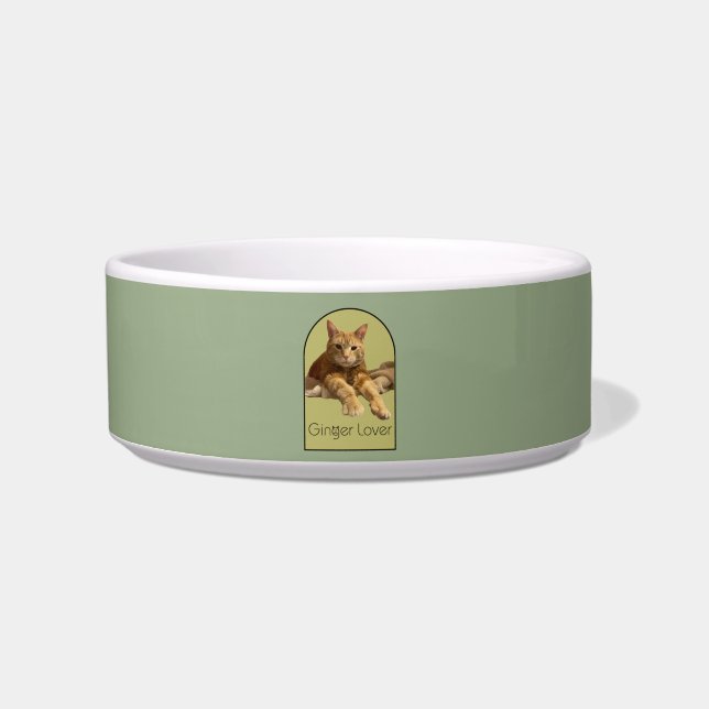 Ginger Lover Sage Green Ceramic Pet Bowl (Front)