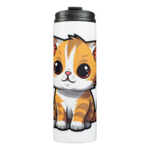 Ginger Munchkin Delight Whimsical Feline Art Class Thermal Tumbler