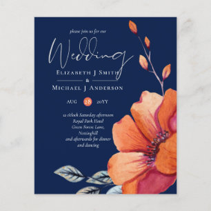 Ginger Navy Autumn Fall Wedding Invitation BUDGET