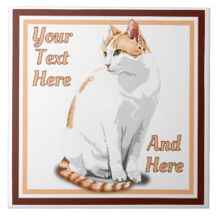 Ginger Orange and White Cat Personalised Tile
