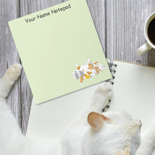 Ginger Orange Cat Funny Toilet Paper Green Notepad