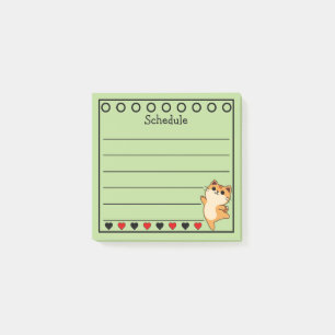 Ginger Orange Cat Schedule Green Post-it Notes
