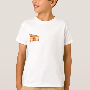 Ginger Orange Tabby Cat with Bread Loaf Kids T-Shirt