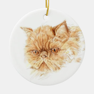 ginger persian cat ceramic tree decoration