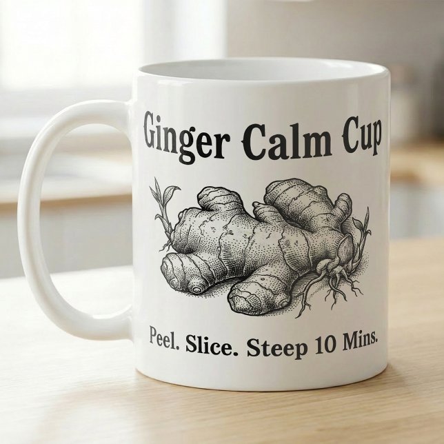Ginger Root Tea Brewing Steps Art Coffee Mug (Creator Uploaded)