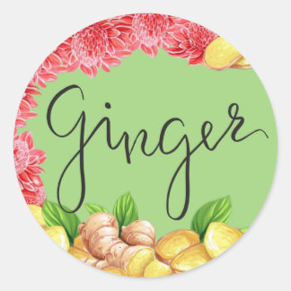 Ginger root with blossom classic round sticker