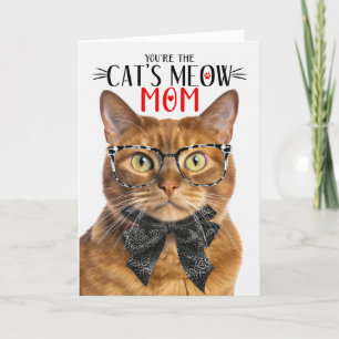 Ginger Shorthair Cat for Mum on Mother's Day Holiday Card
