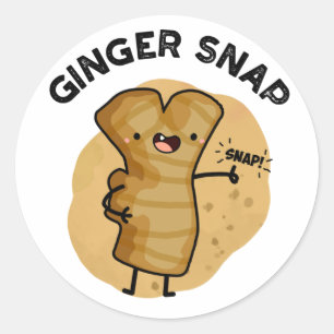 Ginger Snap Funny Food Herb Spice Pun  Classic Round Sticker