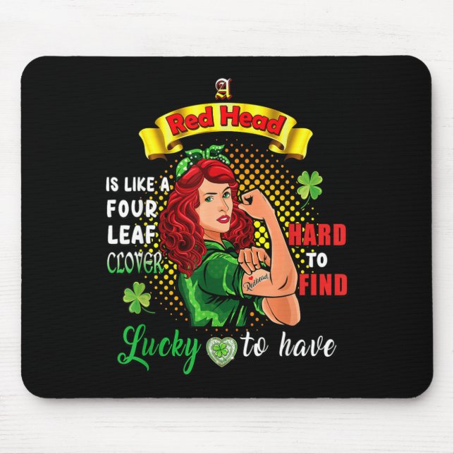 Ginger St Patrick Day Irish Women Lucky Redhead Sh Mouse Mat (Front)