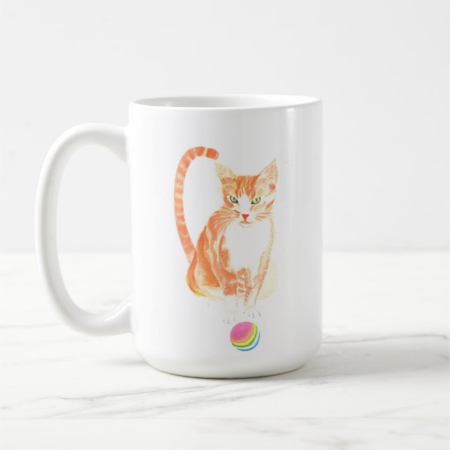 Ginger Tabby And Ball Coffee Mug (Left)