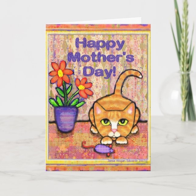 Ginger Tabby Cat Mother's Day Greeting Card (Front)