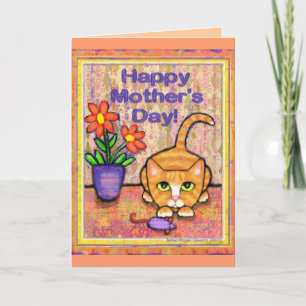 Ginger Tabby Cat Mother's Day Greeting Card