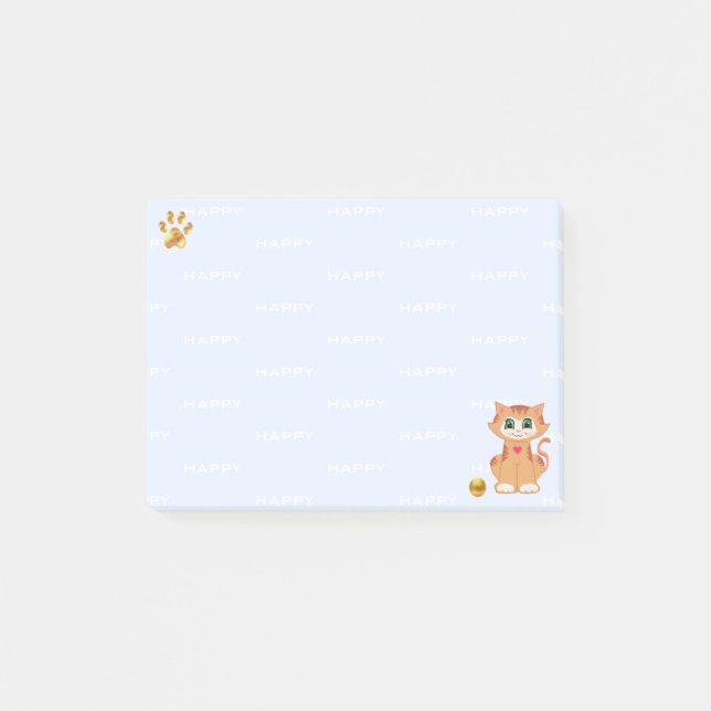 Ginger Tabby Kitty Cat Cartoon Post-it Notes (Front)