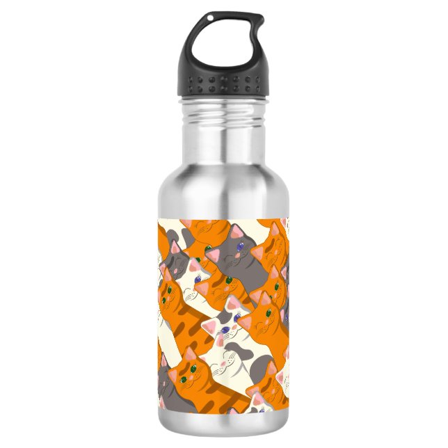 Ginger white black cat diagonal pattern 710 ml water bottle (Front)