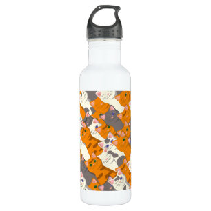 Ginger white black cat diagonal pattern 710 ml water bottle