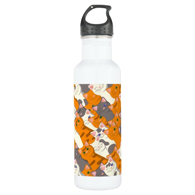 Ginger white black cat diagonal pattern 710 ml water bottle (Front)