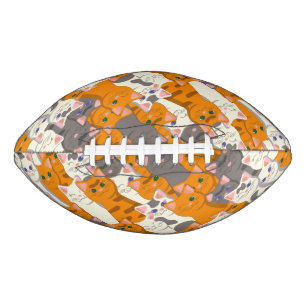 Ginger white black cat diagonal pattern american football
