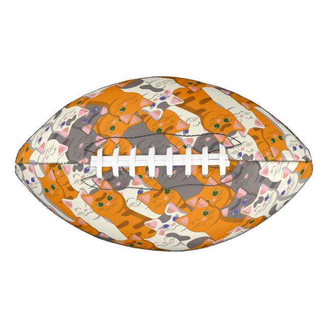 Ginger white black cat diagonal pattern american football (Front)