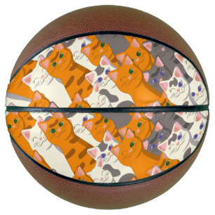 Ginger white black cat diagonal pattern basketball