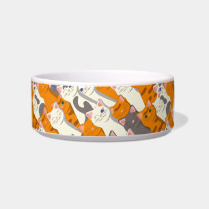 Ginger white black cat diagonal pattern bowl
