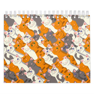 Ginger white black cat diagonal pattern calendar