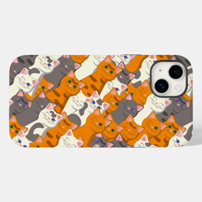 Ginger white black cat diagonal pattern Case-Mate iPhone case (Back (Horizontal))