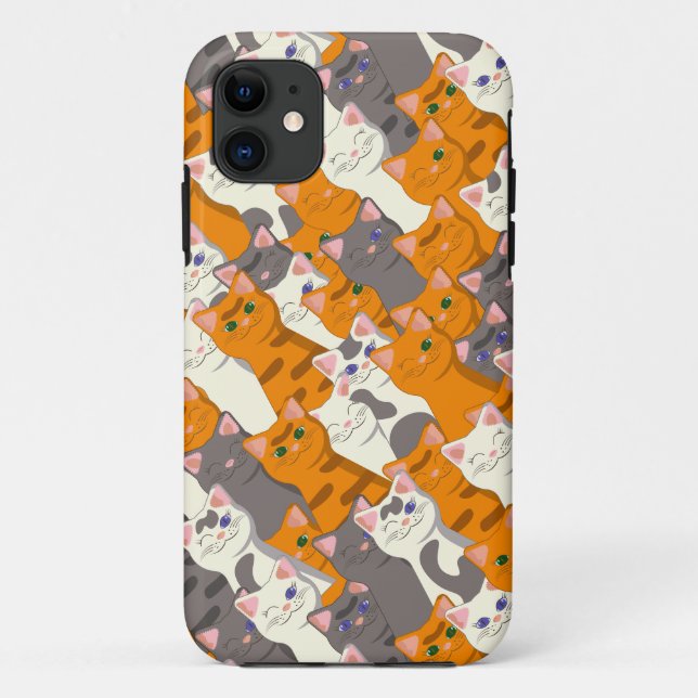 Ginger white black cat diagonal pattern Case-Mate iPhone case (Back)