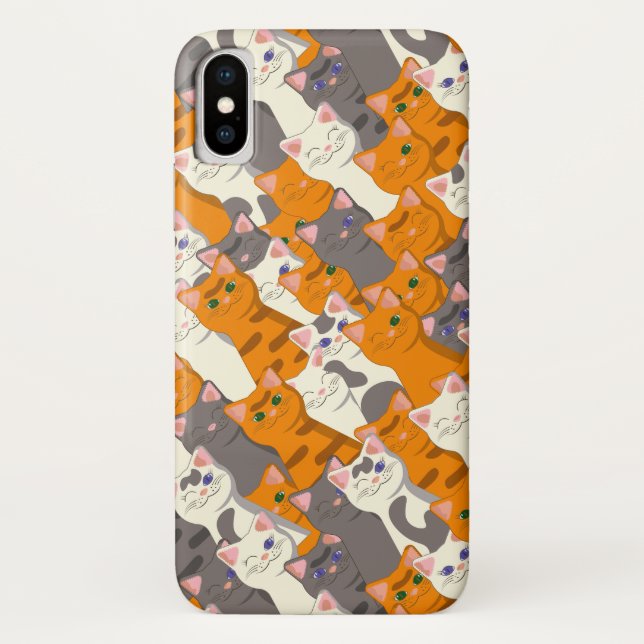 Ginger white black cat diagonal pattern Case-Mate iPhone case (Back)