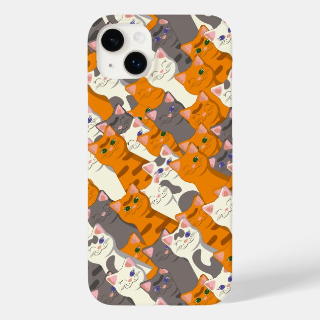 Ginger white black cat diagonal pattern Case-Mate iPhone case (Back)