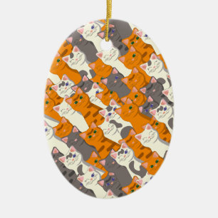 Ginger white black cat diagonal pattern ceramic tree decoration