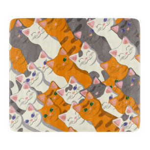 Ginger white black cat diagonal pattern cutting board