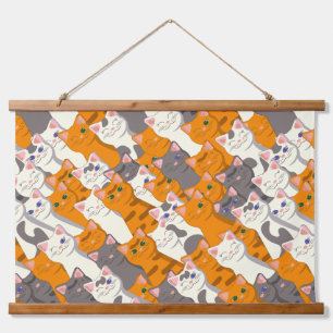 Ginger white black cat diagonal pattern hanging tapestry
