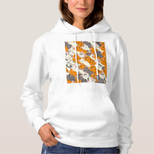 Ginger white black cat diagonal pattern hoodie
