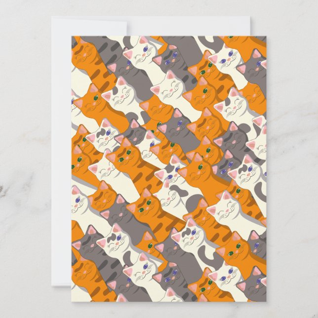Ginger white black cat diagonal pattern invitation (Front)