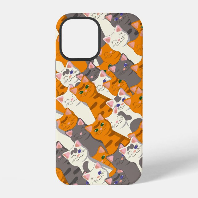 Ginger white black cat diagonal pattern iPhone case (Back)
