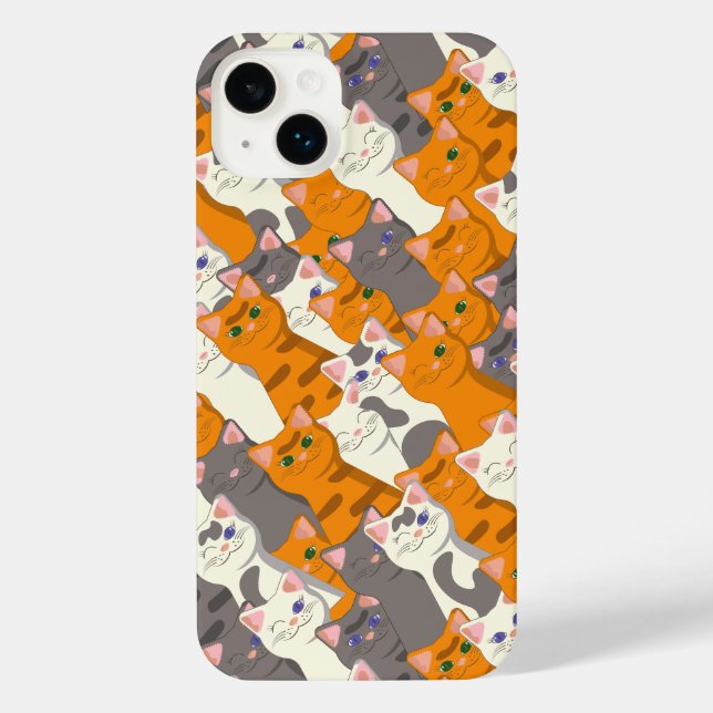 Ginger white black cat diagonal pattern iPhone case (Back)