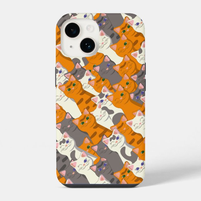Ginger white black cat diagonal pattern iPhone case (Back)