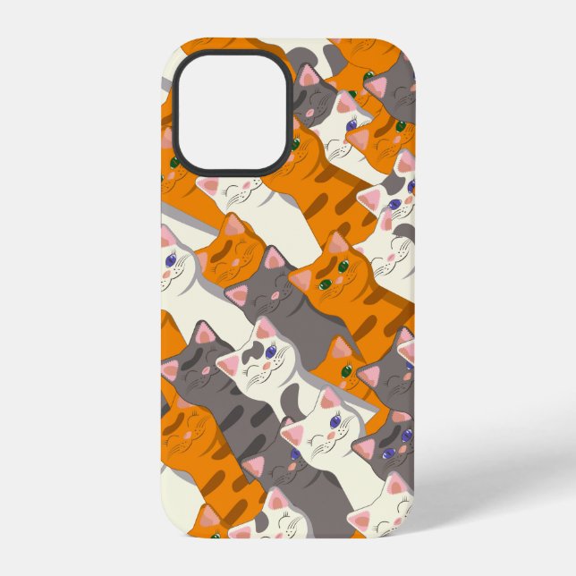 Ginger white black cat diagonal pattern iPhone case (Back)