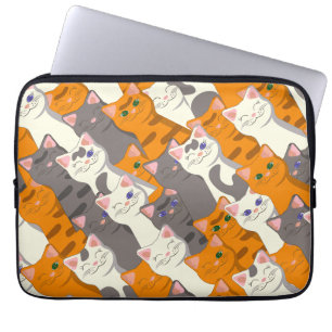 Ginger white black cat diagonal pattern laptop sleeve
