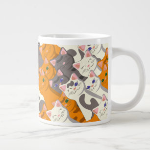 Ginger white black cat diagonal pattern large coffee mug