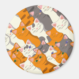 Ginger white black cat diagonal pattern magnet