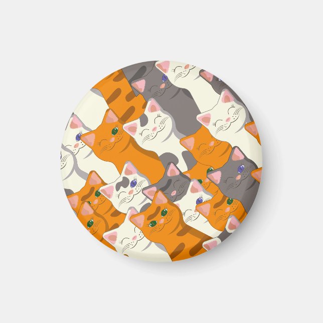 Ginger white black cat diagonal pattern magnet (Front)