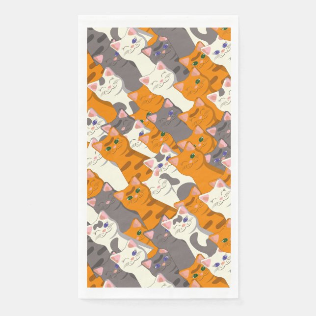 Ginger white black cat diagonal pattern napkin (Front)