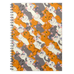 Ginger white black cat diagonal pattern notebook