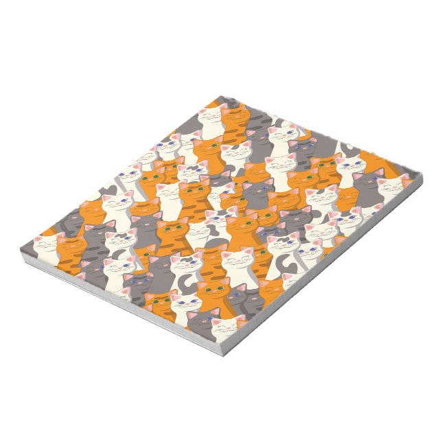 Ginger white black cat diagonal pattern notepad (Rotated)