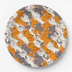 Ginger white black cat diagonal pattern paper plate