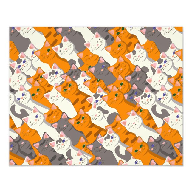 Ginger white black cat diagonal pattern photo print (Front)