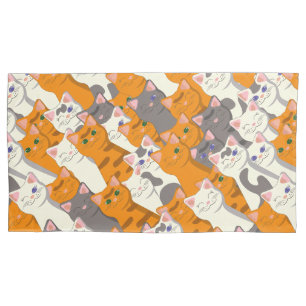 Ginger white black cat diagonal pattern pillowcase