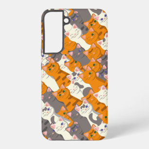 Ginger white black cat diagonal pattern samsung galaxy case