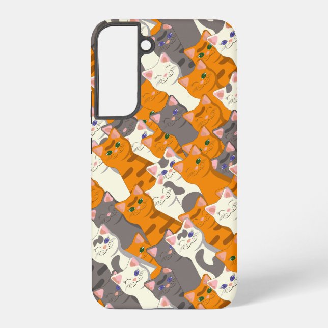 Ginger white black cat diagonal pattern samsung galaxy s22+ case (Back)